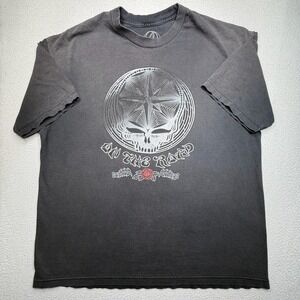 Grateful Dead Shirt Mens XL Gray On The Road Skull Rose Emek Graphic Tee